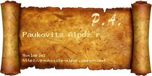 Paukovits Alpár névjegykártya